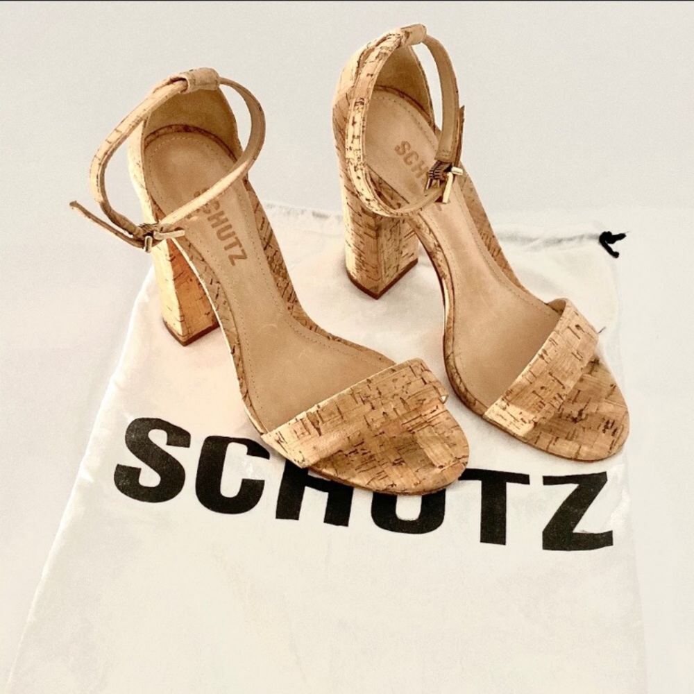 Schultz Cork Enida Tan Open Toes Heels